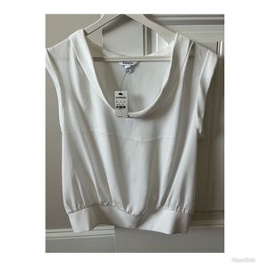 Express, white droop neck silk blouse
